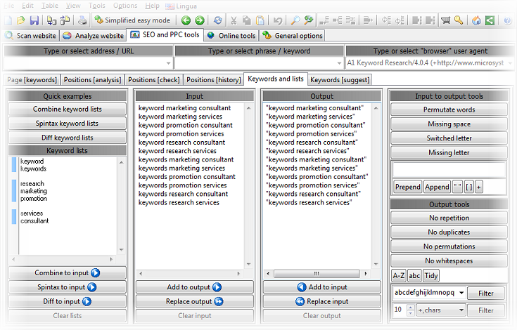 keyword list tools